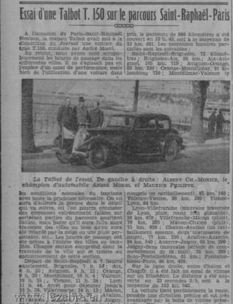 andre morel sur Talbot extrait Le Journal du 27 mars 1935